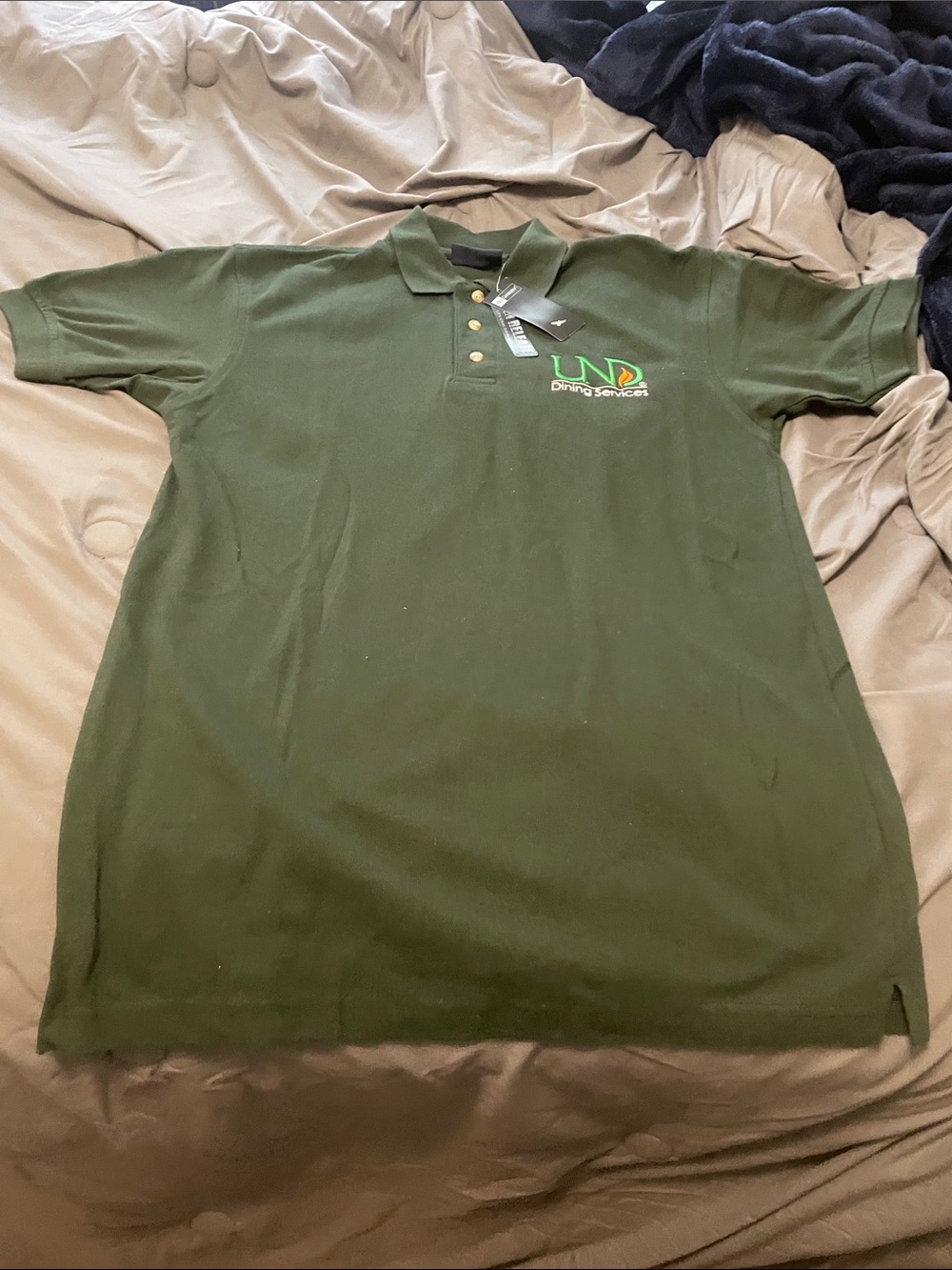Embroidered Olive Green Polo Shirt with Button Placket